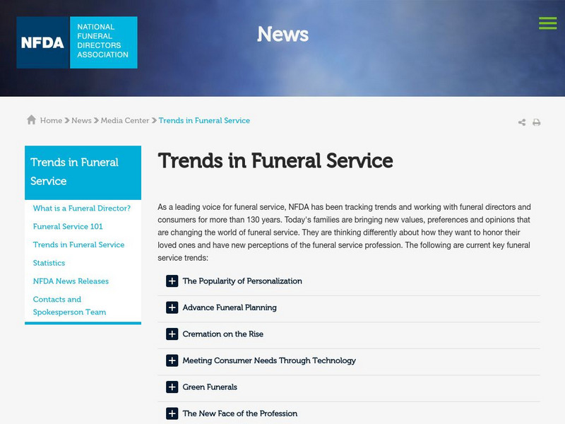 National Funeral Directors Association: Trends and Statistics Website National Funeral Directors Association: Trends and Statistics Website