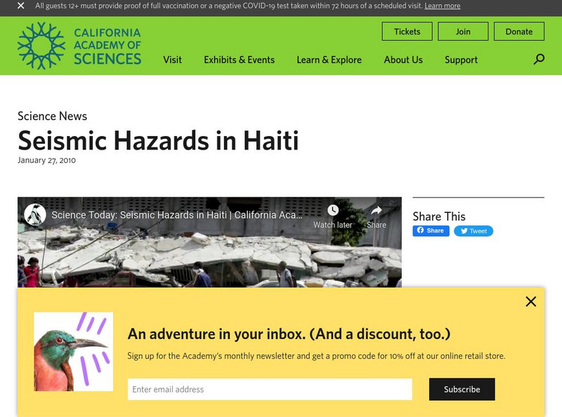 California Academy of Sciences: Seismic Hazards in Haiti Instructional Video California Academy of Sciences: Seismic Hazards in Haiti Instructional Video