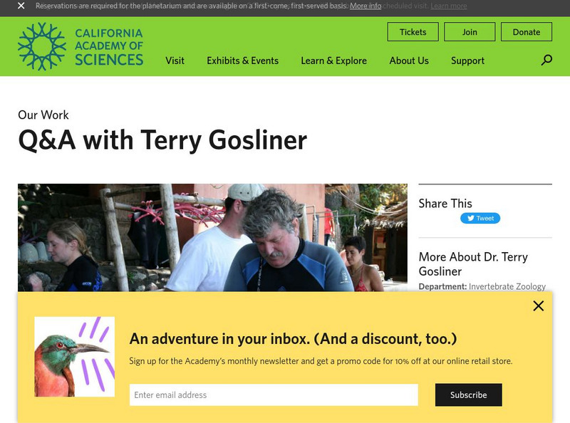 California Academy of Sciences: Terry Gosliner: Chat With an Academy Scientist Instructional Video California Academy of Sciences: Terry Gosliner: Chat With an Academy Scientist Instructional Video