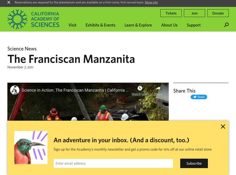 California Academy of Sciences: The Franciscan Manzanita Instructional Video California Academy of Sciences: The Franciscan Manzanita Instructional Video