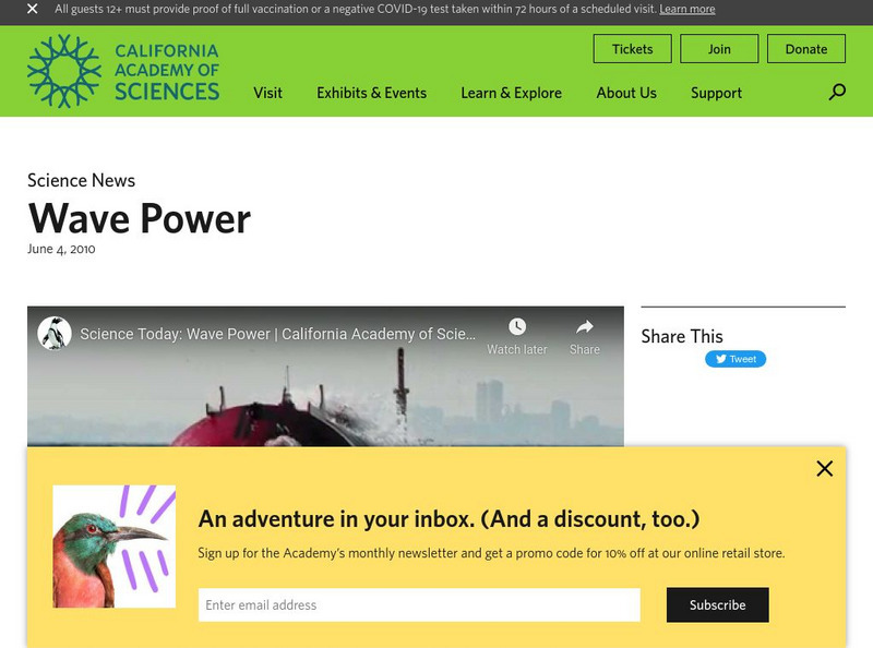 California Academy of Sciences: Wave Power Instructional Video California Academy of Sciences: Wave Power Instructional Video