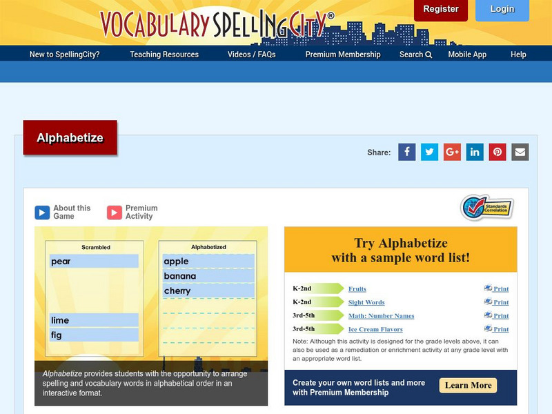 Vocabulary Spelling City: Alphabetize Interactive Vocabulary Spelling City: Alphabetize Interactive