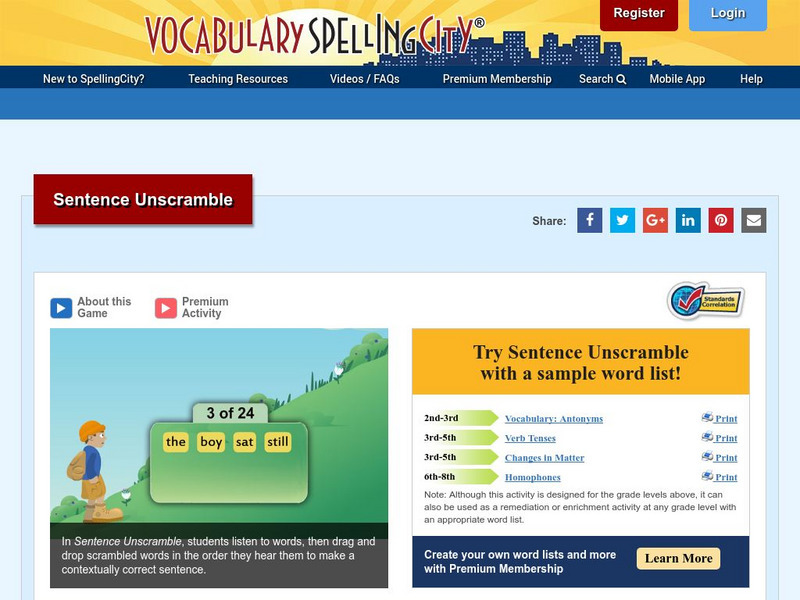 Vocabulary Spelling City: Sentence Unscramble Interactive Vocabulary Spelling City: Sentence Unscramble Interactive
