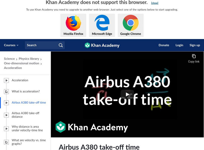 Khan Academy: Airbus A380 Take Off Time Instructional Video