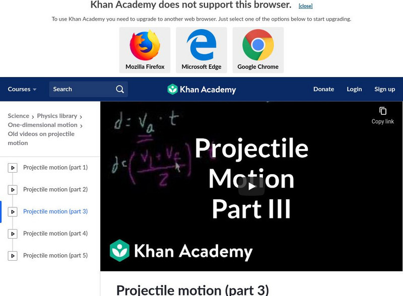 Khan Academy: Projectile Motion (Part 3) Instructional Video