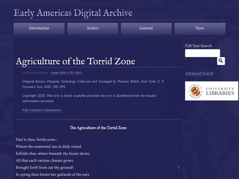 Early Americas Digital Archive: Agriculture of the Torrid Zone Primary