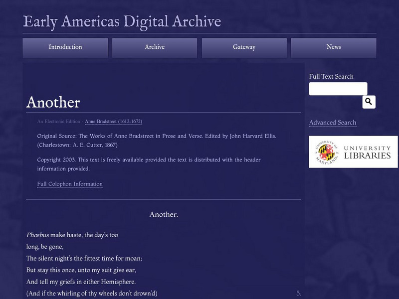 Early Americas Digital Archive: Another Primary Early Americas Digital Archive: Another Primary
