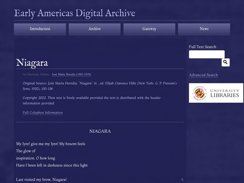 Early Americas Digital Archive: Niagara Primary Early Americas Digital Archive: Niagara Primary
