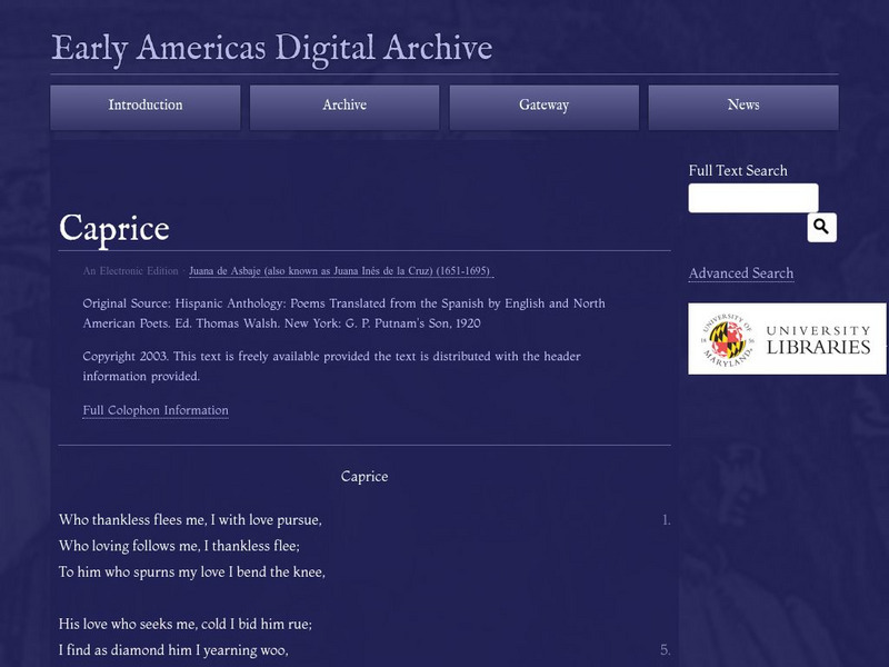 Early Americas Digital Archive: Caprice Primary