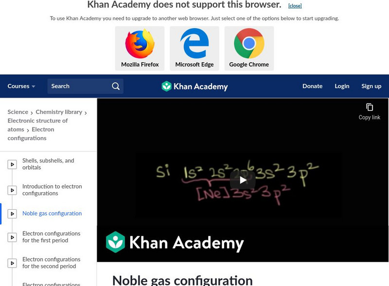 Khan Academy: Noble Gas Configuration Instructional Video Khan Academy: Noble Gas Configuration Instructional Video