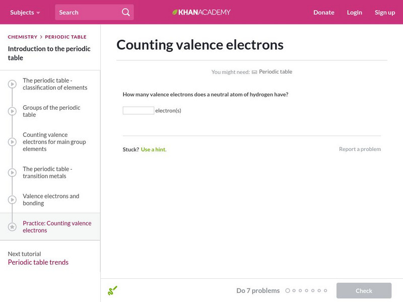 Khan Academy: Counting Valence Electrons Activity Khan Academy: Counting Valence Electrons Activity