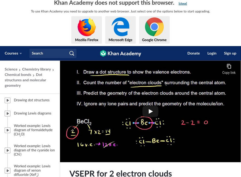 Khan Academy: Vsepr for 2 Electron Clouds Instructional Video Khan Academy: Vsepr for 2 Electron Clouds Instructional Video