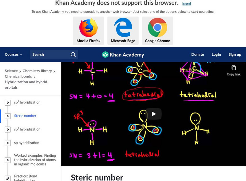 Khan Academy: Steric Number and Sp3 Hybridization Instructional Video Khan Academy: Steric Number and Sp3 Hybridization Instructional Video