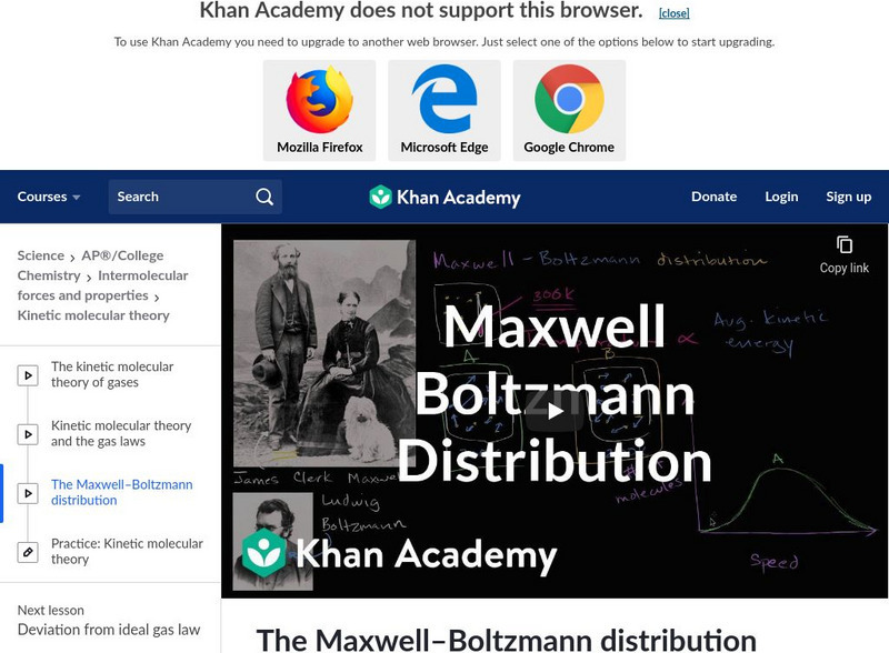Khan Academy: Maxwell Boltzmann Distribution Instructional Video Khan Academy: Maxwell Boltzmann Distribution Instructional Video