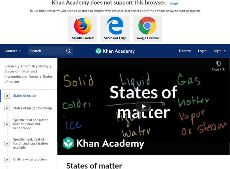 Khan Academy: States of Matter Instructional Video Khan Academy: States of Matter Instructional Video