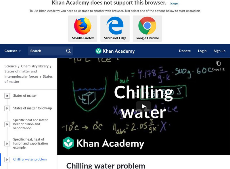 Khan Academy: Chilling Water Problem Instructional Video Khan Academy: Chilling Water Problem Instructional Video