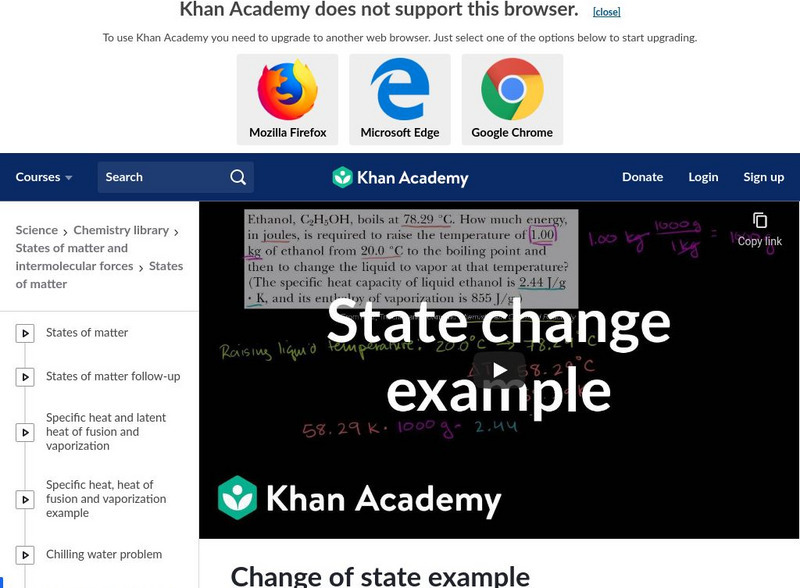 Khan Academy: Change of State Example Instructional Video Khan Academy: Change of State Example Instructional Video