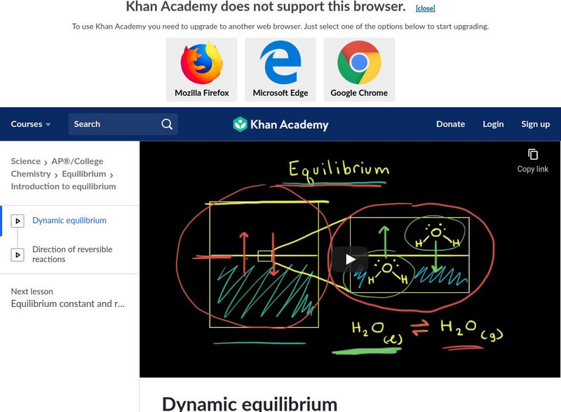 Khan Academy: Reactions in Equilibrium Instructional Video Khan Academy: Reactions in Equilibrium Instructional Video