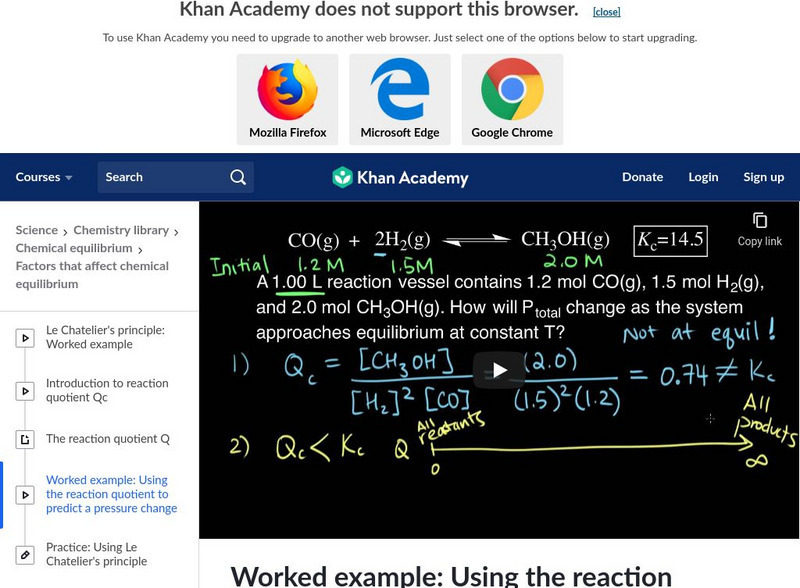 Khan Academy: Comparing Q vs K Example Instructional Video Khan Academy: Comparing Q vs K Example Instructional Video