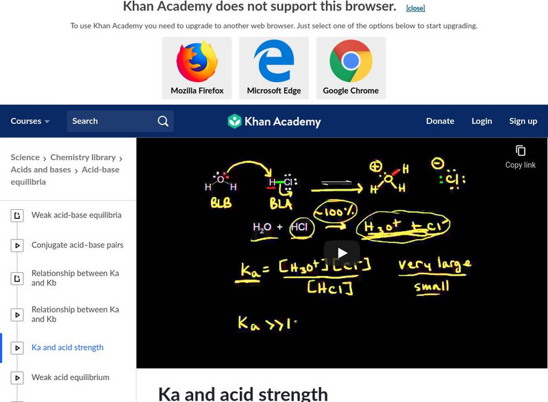Khan Academy: Ka and Acid Strength Instructional Video Khan Academy: Ka and Acid Strength Instructional Video
