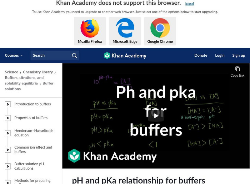 Khan Academy: P H and P Ka Relationship for Buffers Instructional Video Khan Academy: P H and P Ka Relationship for Buffers Instructional Video