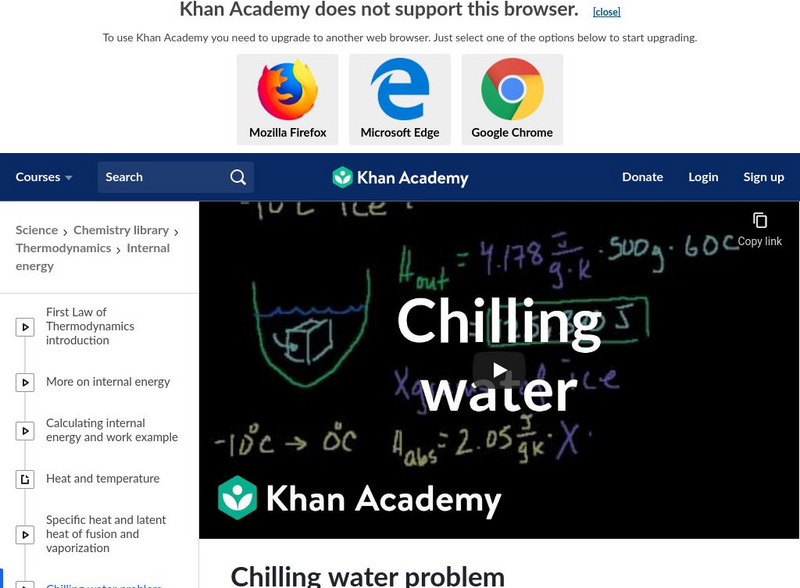 Khan Academy: Chilling Water Problem Instructional Video Khan Academy: Chilling Water Problem Instructional Video