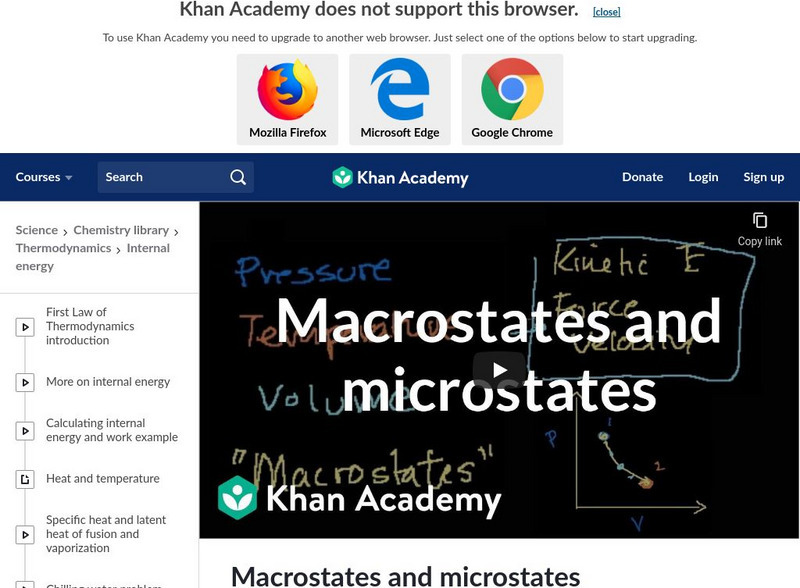 Khan Academy: Macrostates and Microstates Instructional Video