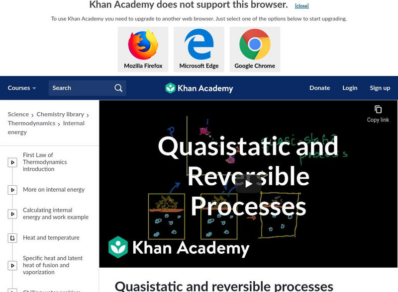 Khan Academy: Quasistatic and Reversible Processes Instructional Video Khan Academy: Quasistatic and Reversible Processes Instructional Video