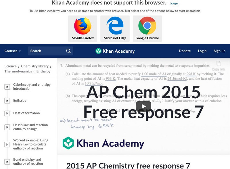 Khan Academy: 2015 Ap Chemistry Free Response 7 Instructional Video Khan Academy: 2015 Ap Chemistry Free Response 7 Instructional Video