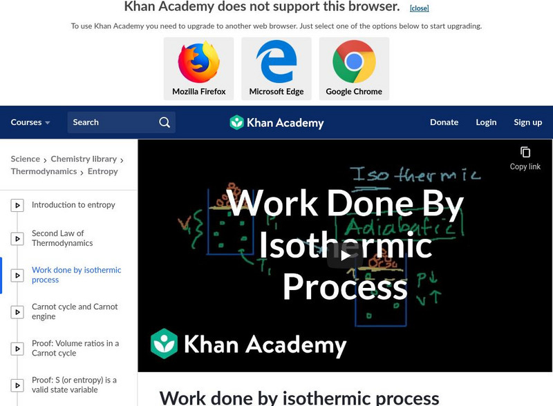 Khan Academy: Work Done by Isothermic Process Instructional Video Khan Academy: Work Done by Isothermic Process Instructional Video