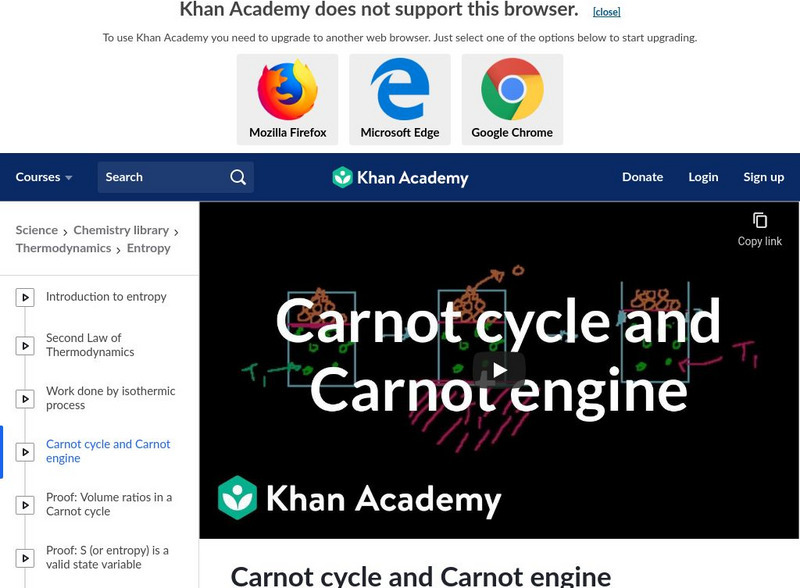 Khan Academy: Carnot Cycle and Carnot Engine Instructional Video Khan Academy: Carnot Cycle and Carnot Engine Instructional Video