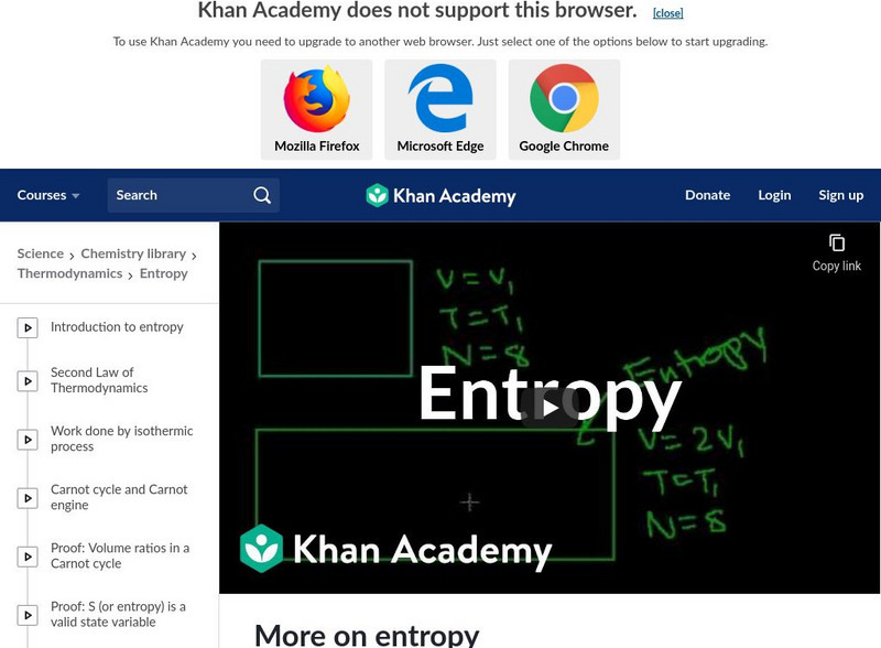 Khan Academy: More on Entropy Instructional Video Khan Academy: More on Entropy Instructional Video