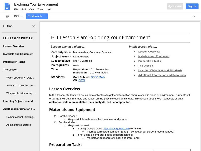 Google for Education: Exploring Your Environment Lesson Plan Google for Education: Exploring Your Environment Lesson Plan