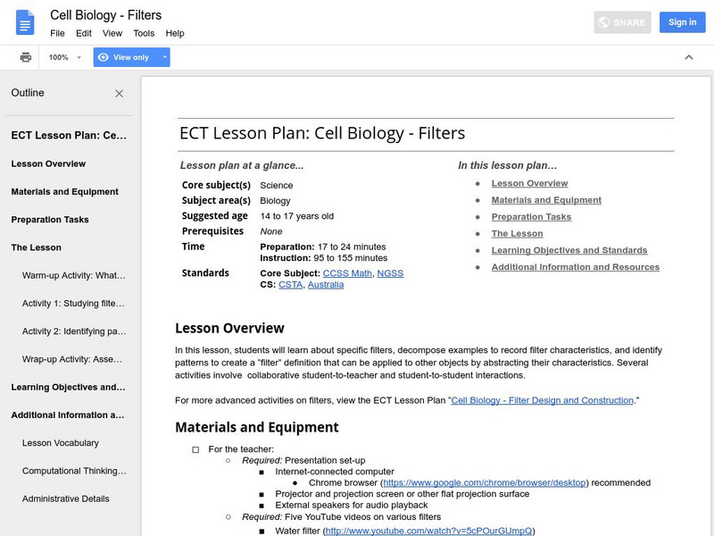 Google for Education: Cell Biology: Filters Lesson Plan Google for Education: Cell Biology: Filters Lesson Plan
