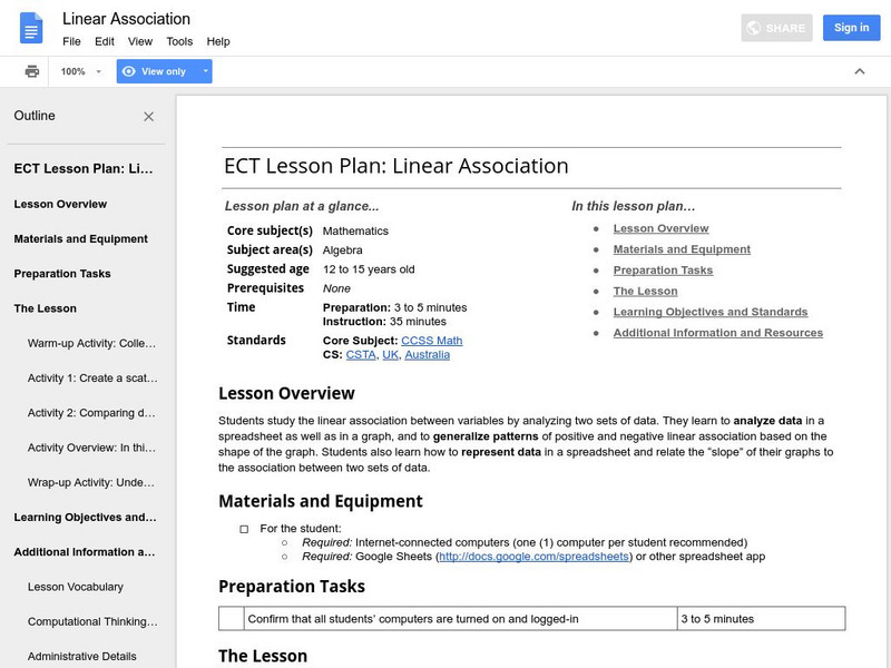 Google for Education: Linear Association Unknown Type Google for Education: Linear Association Unknown Type