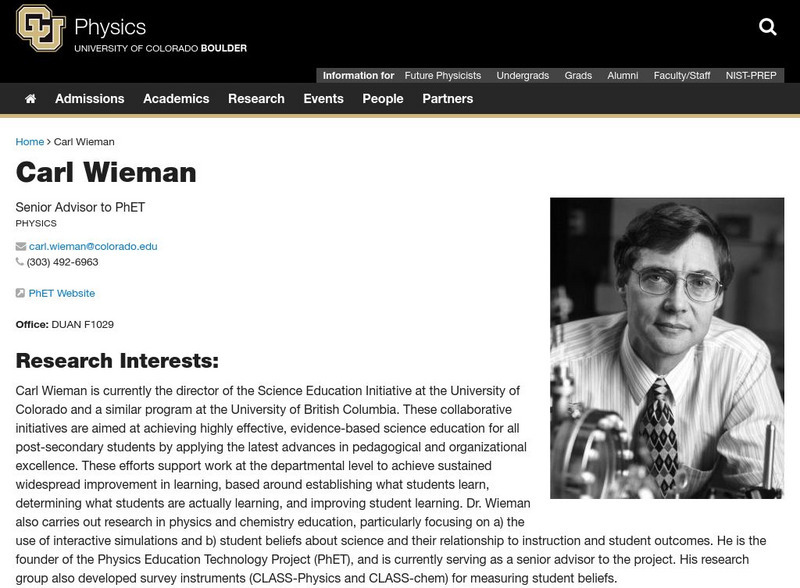 University of Colorado: Carl E. Wieman Handout
