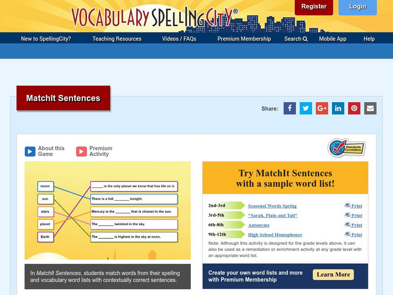 Vocabulary Spelling City: Play Match It Sentences Games Interactive Vocabulary Spelling City: Play Match It Sentences Games Interactive