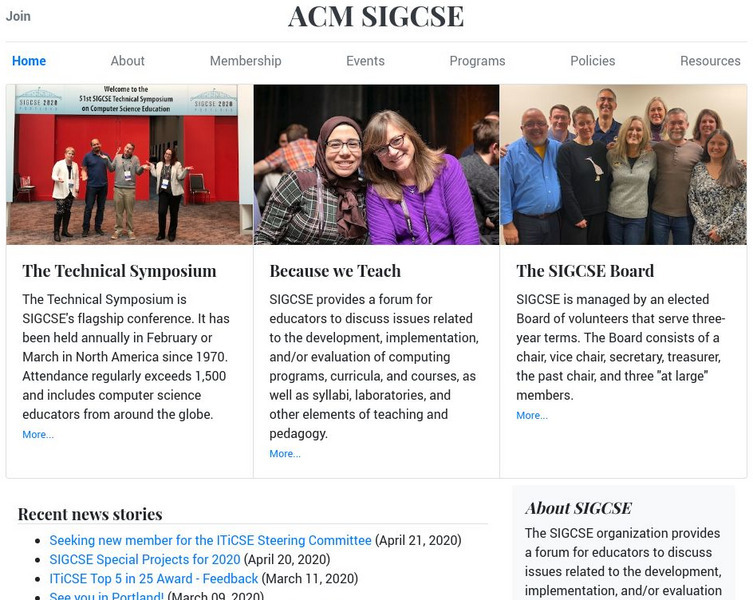 Special Interest Group on Computer Science Education (Sigcse) Website