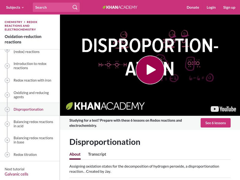 Khan Academy: Disproportionation Instructional Video Khan Academy: Disproportionation Instructional Video