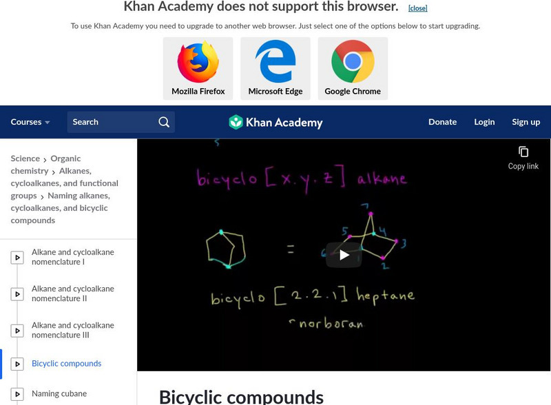 Khan Academy: Bicyclic Compounds Instructional Video Khan Academy: Bicyclic Compounds Instructional Video