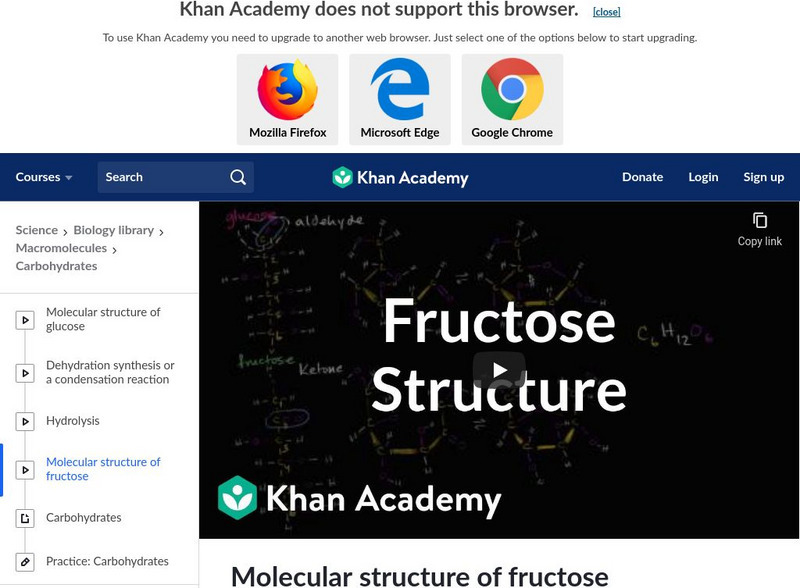 Khan Academy: Macromolecules: Fructose Structure Instructional Video