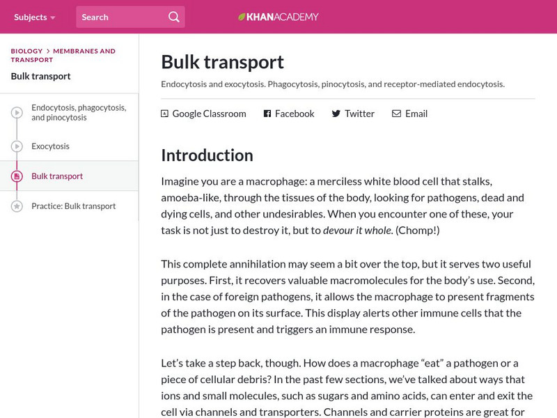 Khan Academy: Bulk Transport Handout Khan Academy: Bulk Transport Handout