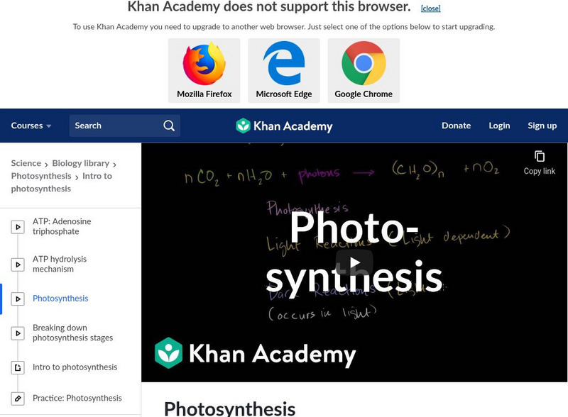 Khan Academy: Photosynthesis Instructional Video Khan Academy: Photosynthesis Instructional Video