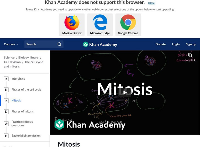 Khan Academy: Mitosis Instructional Video Khan Academy: Mitosis Instructional Video