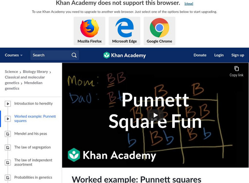 Khan Academy: Punnett Squares Instructional Video Khan Academy: Punnett Squares Instructional Video