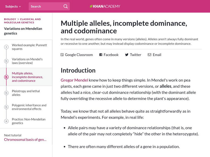 Khan Academy: Multiple Alleles, Incomplete Dominance, and Codominance eBook Khan Academy: Multiple Alleles, Incomplete Dominance, and Codominance eBook