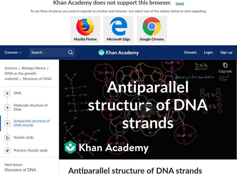 Khan Academy: Antiparallel Structure of Dna Strands Instructional Video