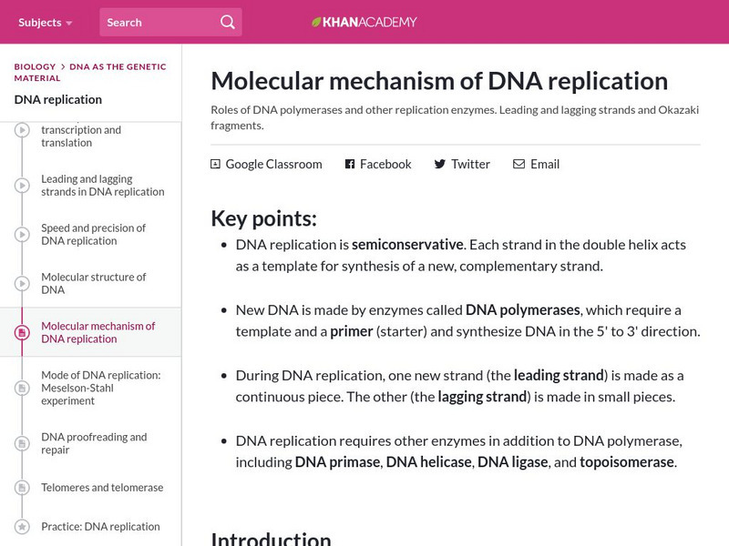 Khan Academy: Molecular Mechanism of Dna Replication eBook Khan Academy: Molecular Mechanism of Dna Replication eBook