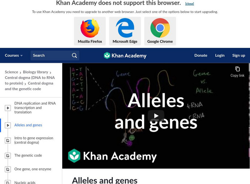 Khan Academy: Alleles and Genes Instructional Video