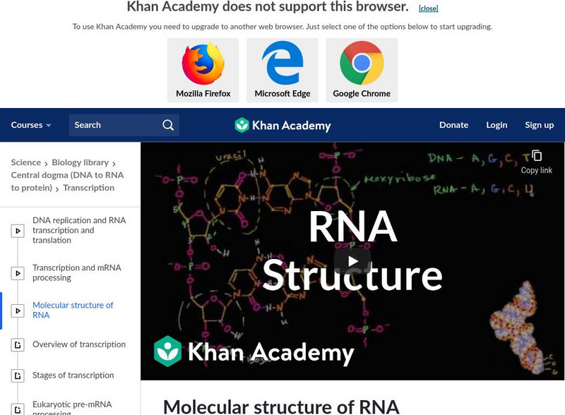 Khan Academy: Molecular Structure of Rna Instructional Video Khan Academy: Molecular Structure of Rna Instructional Video